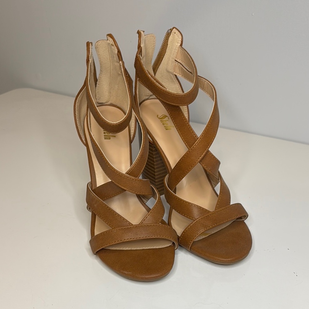 SHEIN Brown Strappy High Heel Sandals